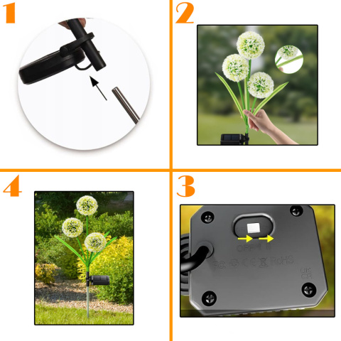 Mniszek Lekarski 80cm Lampka Solarna Ogrodowa LED - Lampa Lampki Solarne Ogrodowe