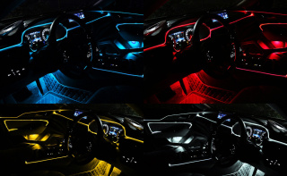 Światłowód do Samochodu Oświetlenie Ambient LED RGB 7m Aplikacja Pilot Zestaw XL Zasilany USB