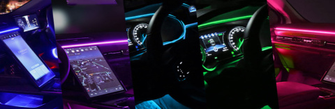 Światłowód do Samochodu Oświetlenie Ambient LED RGB 7m Aplikacja Pilot Zestaw XL Zasilany Zapalniczką Samochodową Światłowód do Samochodu Oświetlenie Ambient LED RGB 7m Aplikacja Pilot Zestaw XL Zasilany Zapalniczką Samochodową