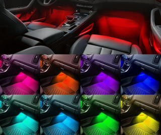 Taśma LED do Samochodu Pilot Aplikacja Ledy RGB Oświetlenie Wnętrza Samochodu Zasilanie USB