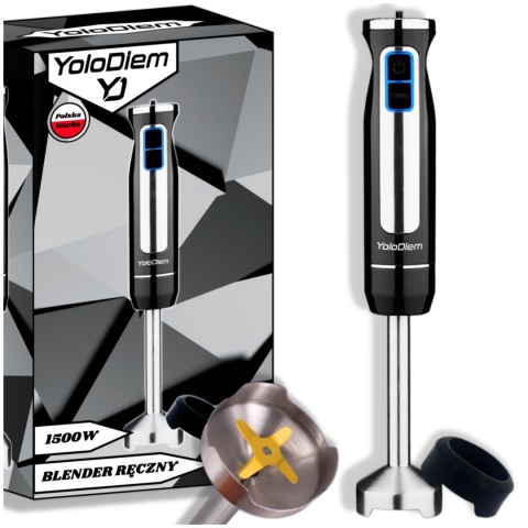 BLENDER RĘCZNY 1500W PRO 4 TYTANOWE OSTRZA REGULACJA PRĘDKOŚCI + NAKŁADKA