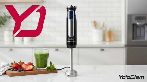 BLENDER RĘCZNY 1500W PRO 4 TYTANOWE OSTRZA REGULACJA PRĘDKOŚCI + NAKŁADKA