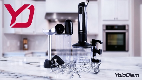 BLENDER RĘCZNY WIELOFUNKCYJNY 9W1 1500W PRO 4 TYTANOWE OSTRZA BOGATY ZESTAW