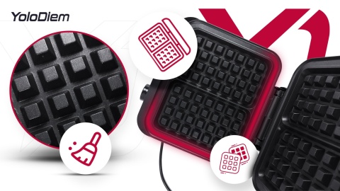 GOFROWNICA 2300W 2 DUŻE GOFRY NIEPRZYWIERAJĄCA POWŁOKA REGULACJA PIECZENIA