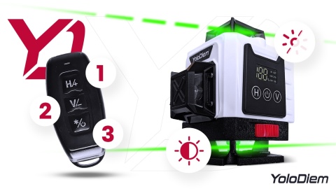 POZIOMICA LASEROWA 360 Laser Krzyżowy Zielony POZIOMNICA 4D 16 LINII ZESTAW