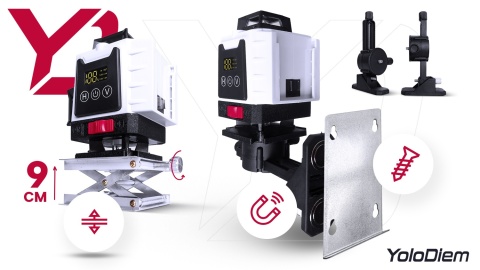 POZIOMICA LASEROWA 360 Laser Krzyżowy Zielony POZIOMNICA 4D 16 LINII ZESTAW