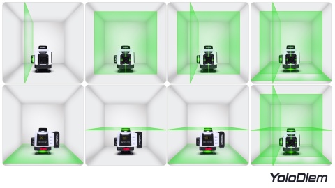 POZIOMICA LASEROWA 360 Laser Krzyżowy Zielony POZIOMNICA 4D 16 LINII ZESTAW