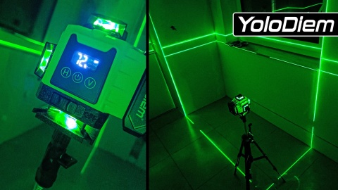 POZIOMICA LASEROWA 360 Laser Krzyżowy Zielony POZIOMNICA 4D 16 LINII ZESTAW