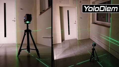 POZIOMICA LASEROWA 360 Laser Krzyżowy Zielony POZIOMNICA 4D 16 LINII ZESTAW