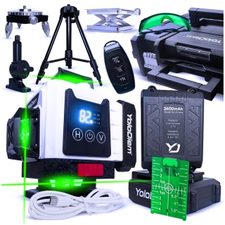POZIOMICA LASEROWA 360 Laser Krzyżowy Zielony POZIOMNICA 4D 16 LINII ZESTAW